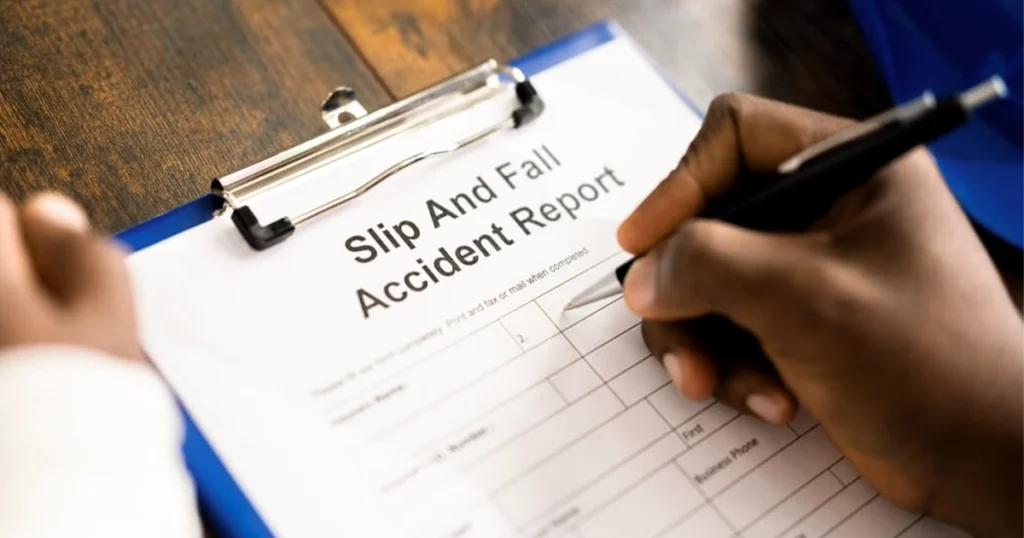 Slip and fall report being filled for legal case