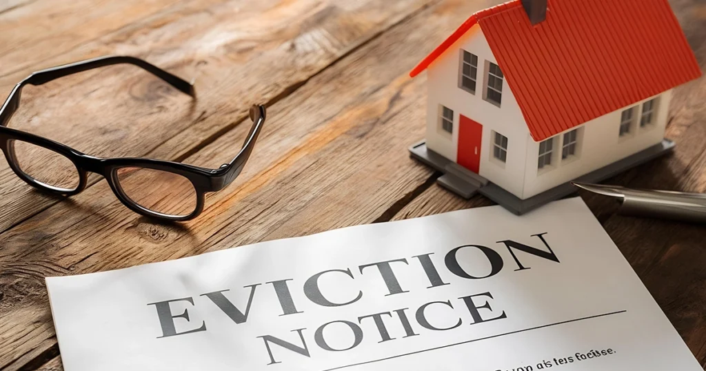 Eviction notice with house model.